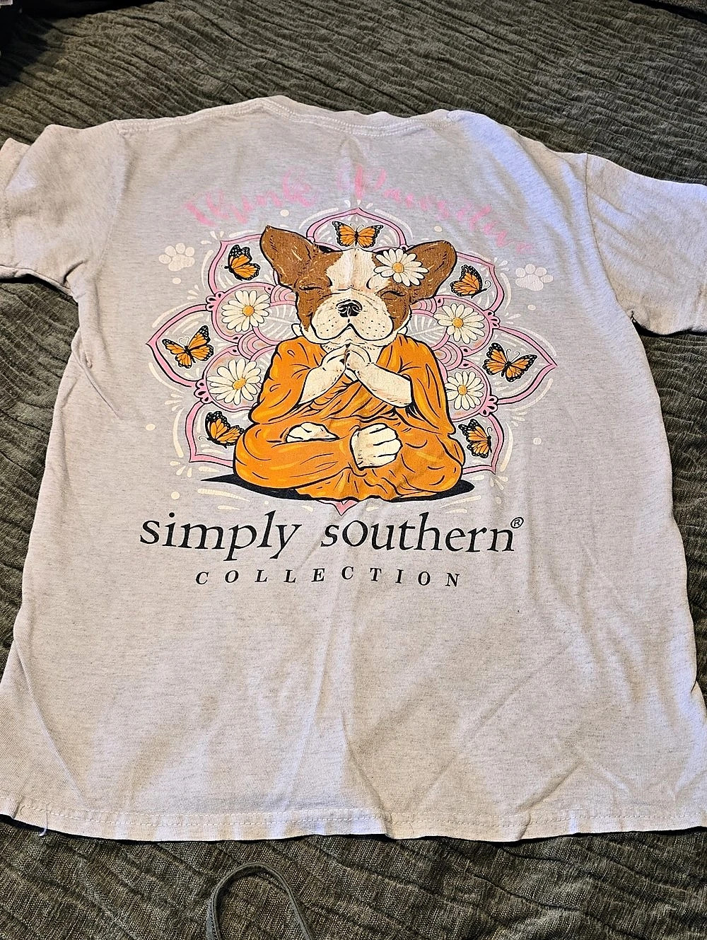 Simply Southern Graphic Short Sleeve Tee Gray & Pink Small